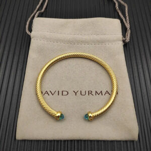 David Yurman 4mm Gold Bracelet with Blue Diamonds